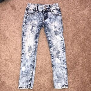 Girls Kids distressed ripped stretch skinny like jeans acid wash style